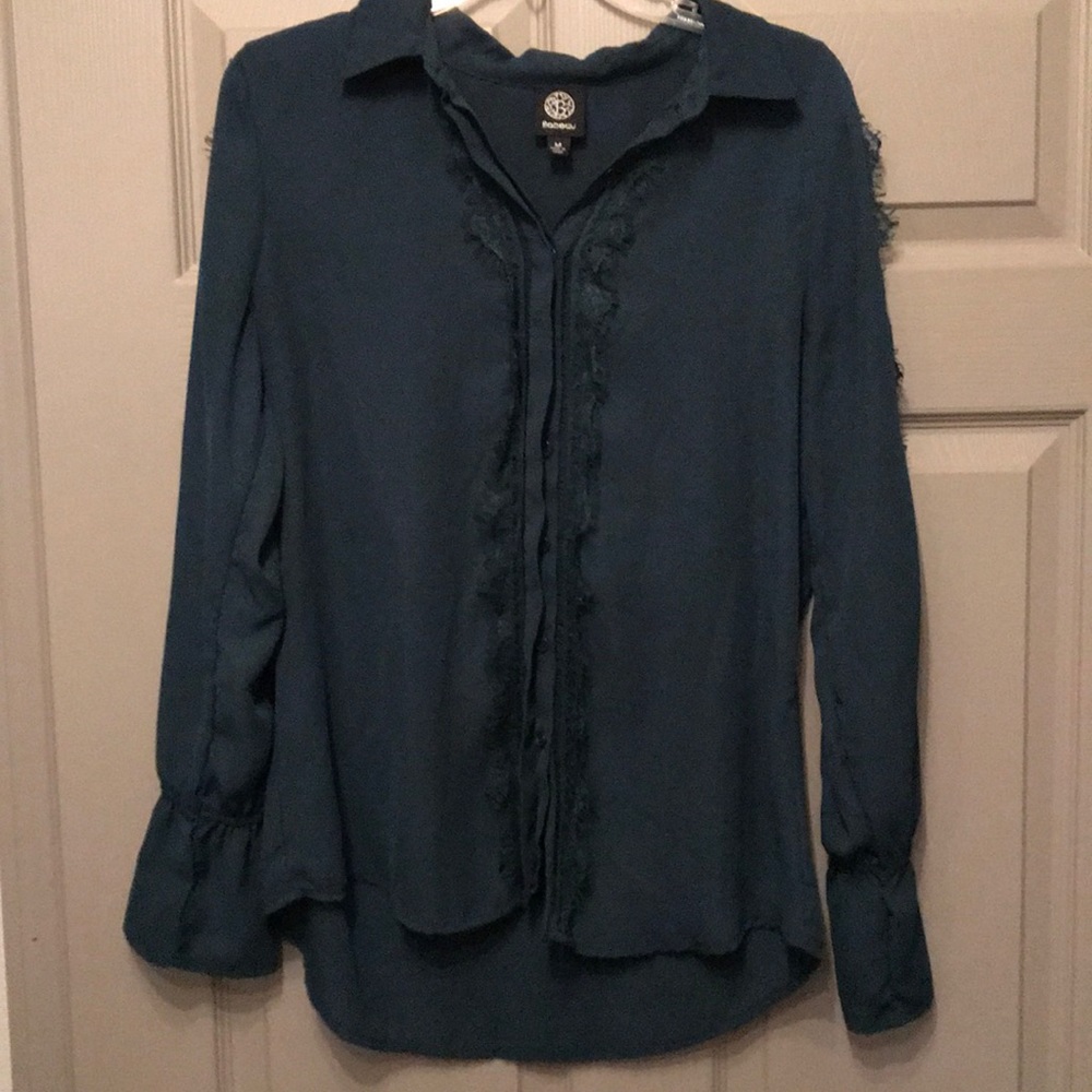 Dark teal detailed button up blouse *Worn once!